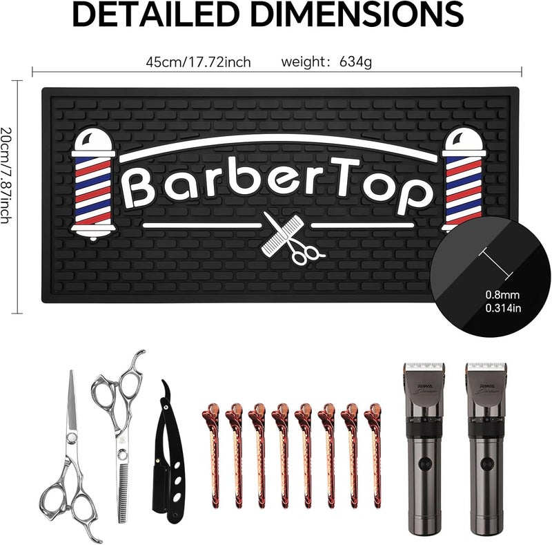 BarberTop Barber Mats for Clippers, Heat Resistant Anti Slip Hair Salon Service Mat, Rubber Barber Station Mat for Hair Styling Tools, Countertop Protector Pad for Electric Clipper, Scissors, Hair Clip - Image 5